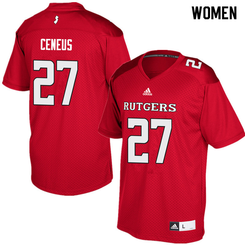 Women #27 McDerby Ceneus Rutgers Scarlet Knights College Football Jerseys Sale-Red